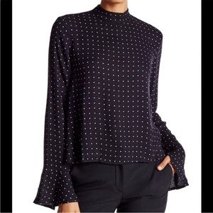 Abound Black And White Polka Dot
Mock Neck Women’s Top Long Sleeve Blouse Large